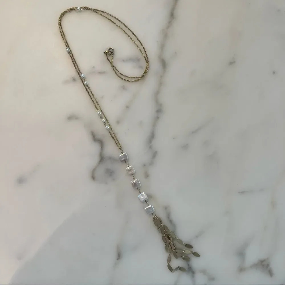Anthropologie Gold and White Necklace